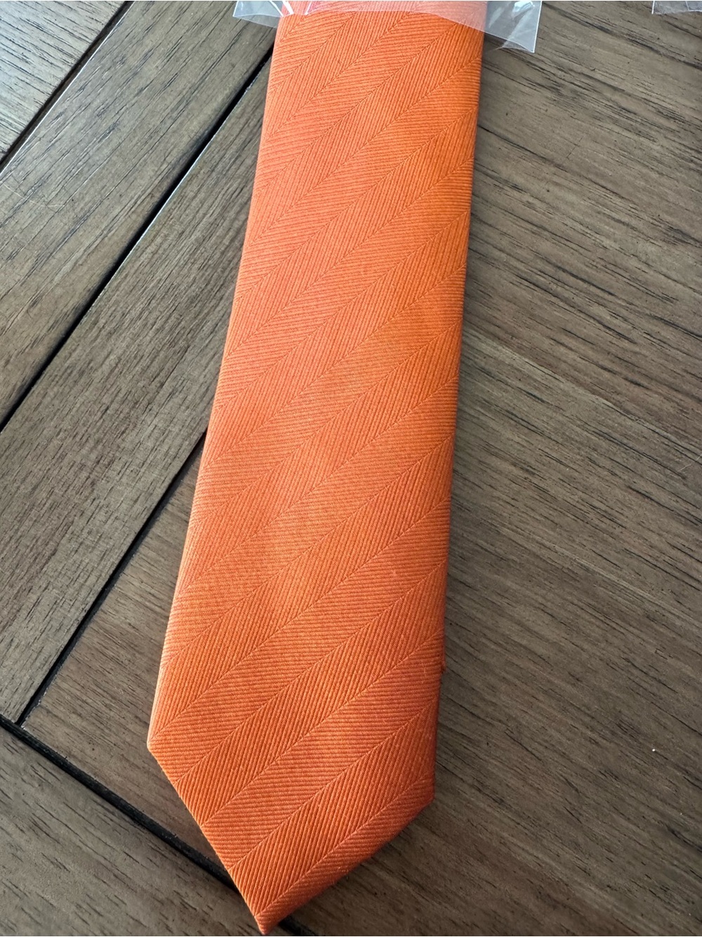 Classic Orange Men's Tie - Solid Herringbone